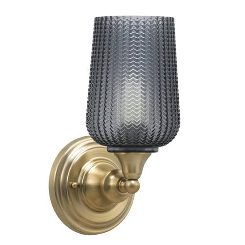 Wall Sconce, New Age Brass Finish, 5" Smoke Textured Glass (40-NAB-4252)