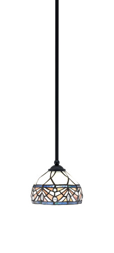 Zilo Stem Mini Pendant, Matte Black Finish, 7" Royal Merlot Art Glass (560-MB-9485)