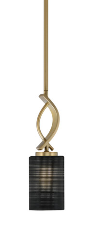 Cavella Stem Hung Mini Pendant, New Age Brass Finish, 4" Black Matrix Glass (3901-NAB-4069)