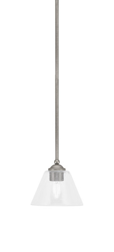 Zilo Stem Mini Pendant, Graphite Finish, 7" Clear Bubble Glass (560-GP-302)
