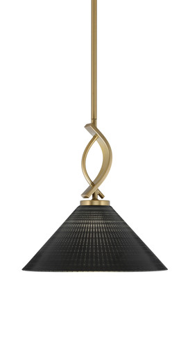 Cavella Stem Hung Mini Pendant, New Age Brass Finish, 12" Black Matrix Glass  (3901-NAB-4009)