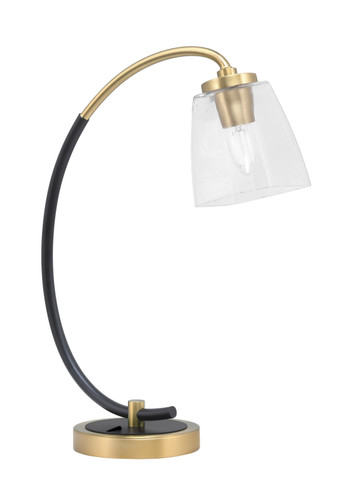 Desk Lamp, Matte Black & New Age Brass Finish, 4.5" Square Clear Bubble Glass (57-MBNAB-461)