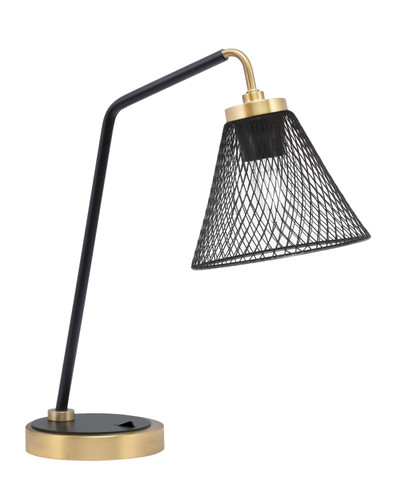 Desk Lamp, Matte Black & New Age Brass Finish, 7" Matte Black Cone Mesh Metal Shade (59-MBNAB-805)