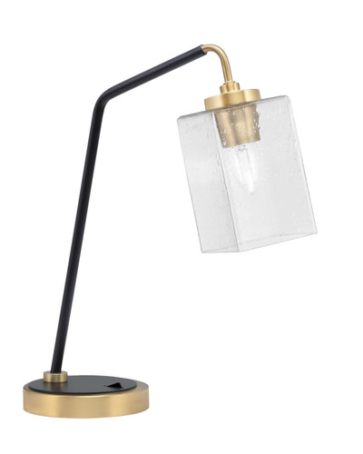 Desk Lamp, Matte Black & New Age Brass Finish, 4" Square Clear Bubble Glass (59-MBNAB-530)