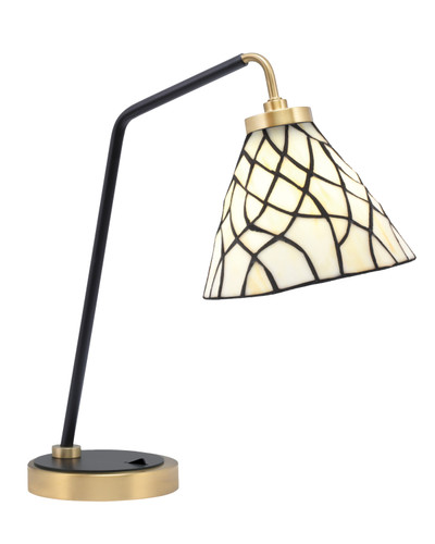 Desk Lamp, Matte Black & New Age Brass Finish, 7" Sandhill Art Glass (59-MBNAB-9115)