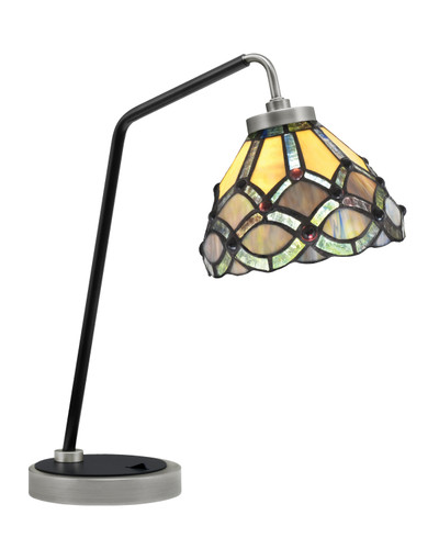 Desk Lamp, Graphite & Matte Black Finish, 7" Grand Merlot Art Glass (59-GPMB-9435)