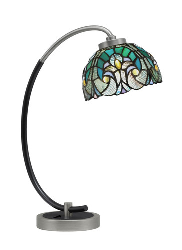 Desk Lamp, Graphite & Matte Black Finish, 7" Turquoise Cypress Art Glass (57-GPMB-9925)