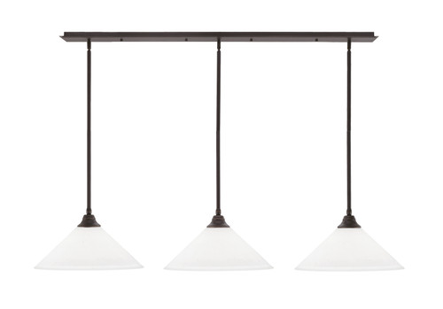 3 Light Stem Hung Linear Pendalier, Dark Granite Finish, 16" White Muslin Glass (48-DG-318)