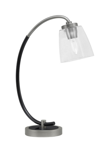 Desk Lamp, Graphite & Matte Black Finish, 4.5" Square Clear Bubble Glass (57-GPMB-461)