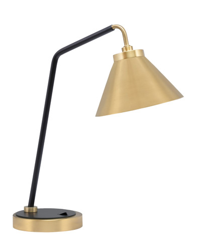 Desk Lamp, Matte Black & New Age Brass Finish, 7" New Age Brass Cone Metal Shade (59-MBNAB-421-NAB)