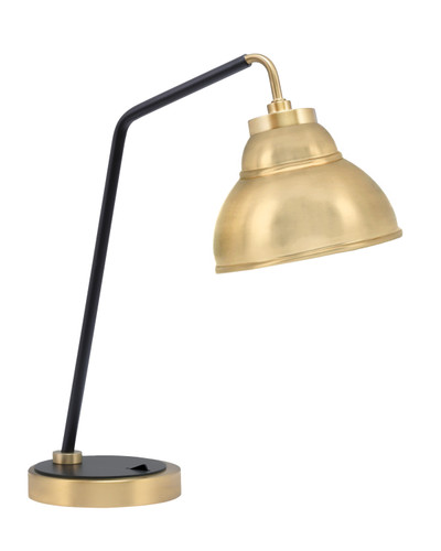 Desk Lamp, Matte Black & New Age Brass Finish, 7" New Age Brass Double Bubble Metal Shade (59-MBNAB-427-NAB)
