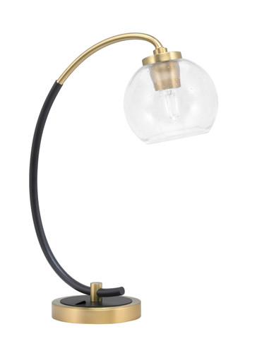 Desk Lamp, Matte Black & New Age Brass Finish, 5.75" Clear Bubble Glass (57-MBNAB-4100)