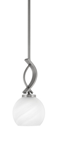 Cavella Stem Hung Mini Pendant, Graphite Finish, 5.75" White Marble Glass  (3901-GP-4101)