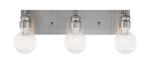 Edge 3 Light Bath Bar, Brushed Nickel Finish, Ribbed Clear LED Bulbs (1163-BN-LED45C)