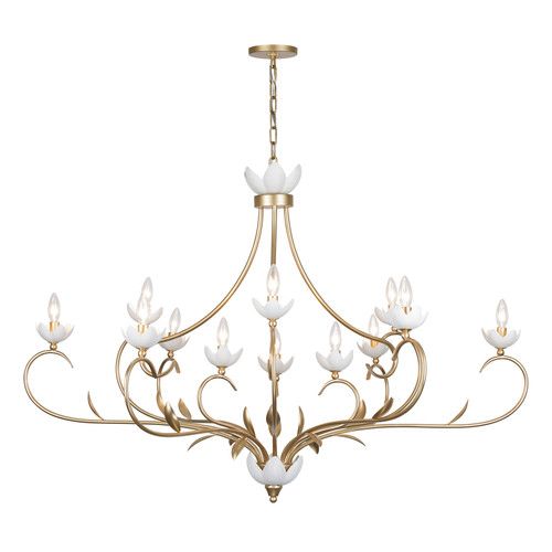 Muse 12-Light Chandelier in French Gold and White Cashmere by Breegan Jane (1-5186-12-59)