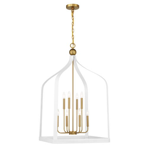 Sheffield 8-Light Pendant in White with Warm Brass Accents (7-7800-8-142)