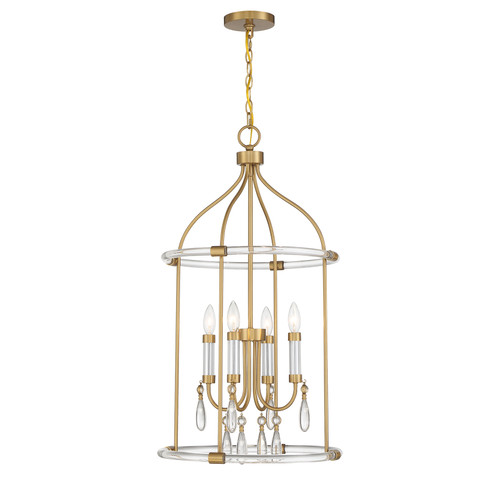 Mayfair 4-Light Pendant in Warm Brass and Chrome (7-7714-4-195)