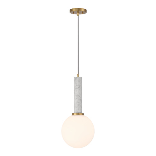 Callaway 1-Light Pendant in White Marble with Warm Brass (7-2902-1-264)