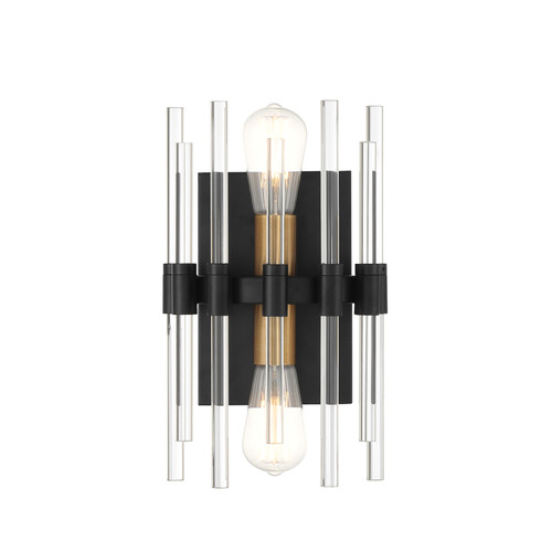 Santiago 2-Light Wall Sconce in Matte Black with Warm Brass Accents (9-1935-2-143)