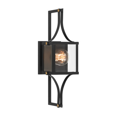 Raeburn 1-Light Outdoor Wall Lantern in Matte Black and Weathered Brushed Brass (5-473-144)