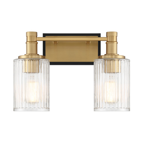 Concord 2-Light Bathroom Vanity Light in Matte Black with Warm Brass (8-1102-2-143)