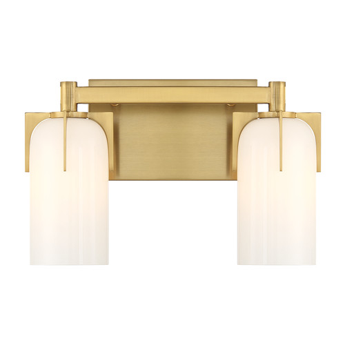 Caldwell 2-Light Bathroom Vanity Light in Warm Brass (8-4128-2-322)
