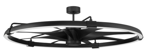Axel 52" 8-Blade Indoor/Outdoor (Damp) Ceiling Fan in Flat Black w/ Flat Black Blades; Integrated Light Kit (AXL57FB8)