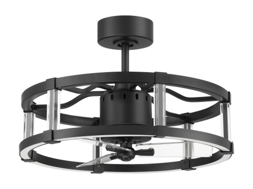 Alexis 18" 3-Blade Ceiling Fan in Flat Black w/ Clear Acrylic Blades; Integrated Light Kit (ALS24FB3)