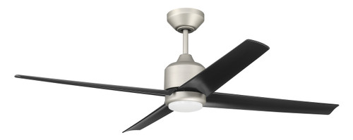 52" Quell Fan, Painted Nickel Finish, Flat Black Blades. LED Light, WIFI and Control Included (QUL52PN4)