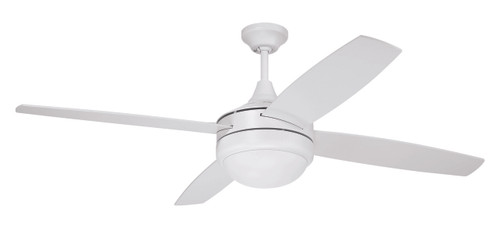 Phaze II 52" 4-Blade Ceiling Fan in White w/ White Blades; Integrated Light Kit (PHZ52W4)