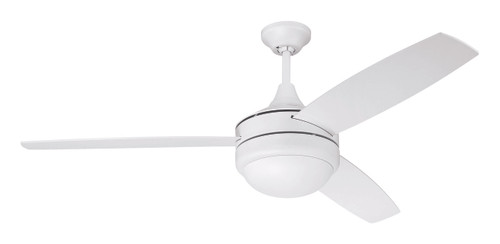Phaze II 52" 3-Blade Ceiling Fan in White w/ White Blades; Integrated Light Kit (PHZ52W3)