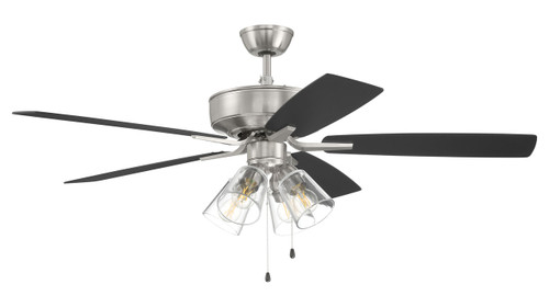 Pro Plus 104 52" 5-Blade Ceiling Fan in Brushed Polished Nickel w/ Flat Black/Greywood Blades; Integrated Light Kit (P104BNK5-52FBGW)