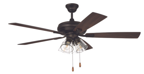 Eos 52" 5-Blade Clear 4 Light Ceiling Fan in Espresso w/ Espresso/Walnut Blades; Integrated Light Kit (ECF104ESP5-ESPWLN)