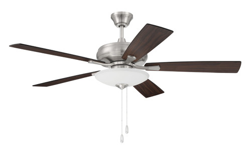 52" Eos 3 Light Bowl in Brushed Polished Nickel w/ Driftwood/Walnut Blades (ECF111BNK5-DWWLN)