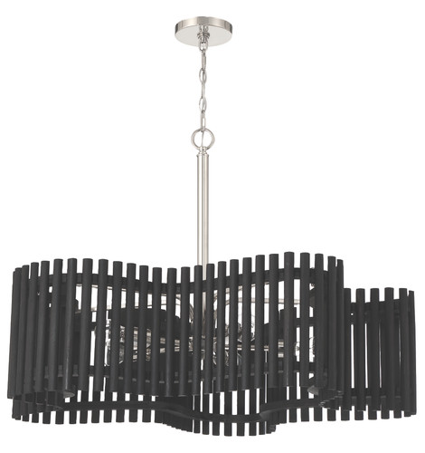 Freeform 5 Light Large Chandelier in Polished Nickel/Black Walnut (58426-PLNBWN)