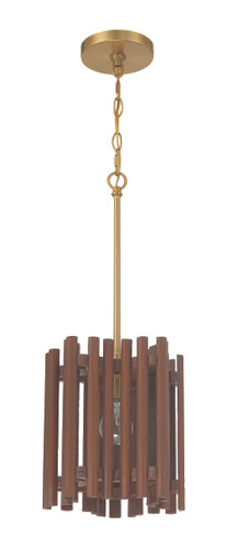 Freeform 1 Light Pendant in Satin Brass/Walnut (58491-SBWAL)