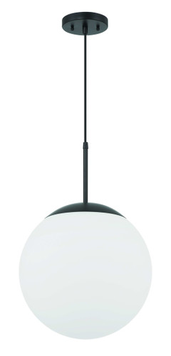 Gaze 14" 1 Light Round Pendant in Flat Black, White Glass (56893-FB-WG)