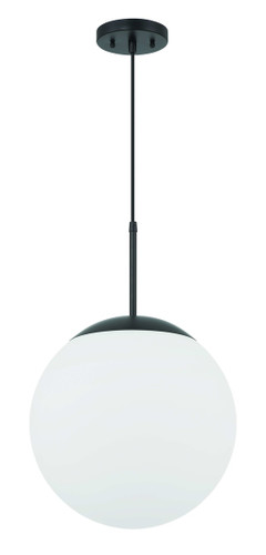 Gaze 12" 1 Light Pendant in Flat Black, White Glass (56892-FB-WG)
