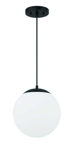 Gaze 10" 1 Light Pendant in Flat Black, White Glass (56891-FB-WG)