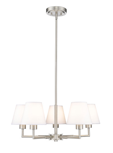 Leila 5 Light Chandelier in Brushed Nickel (744-26R-BN)