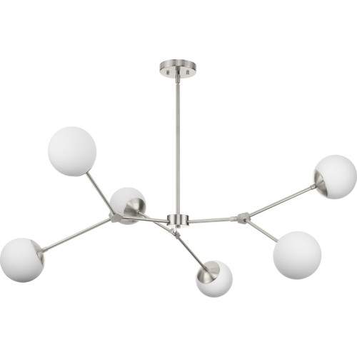 Haas Collection Six-Light Brushed Nickel Mid-Century Modern Chandelier (P400378-009)