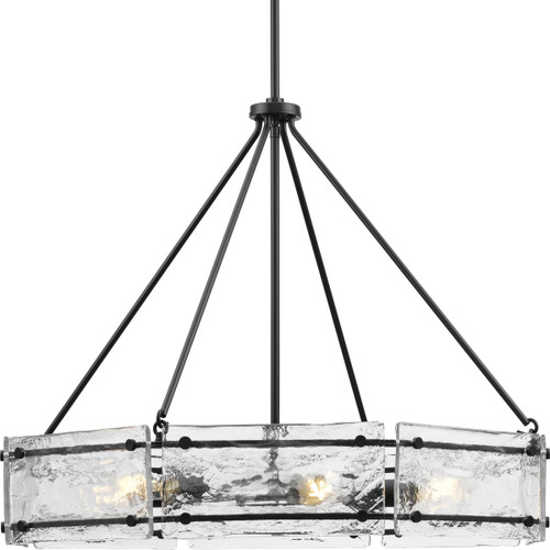 Rivera Collection Six-Light Matte Black Luxe Industrial Chandelier (P400355-31M)