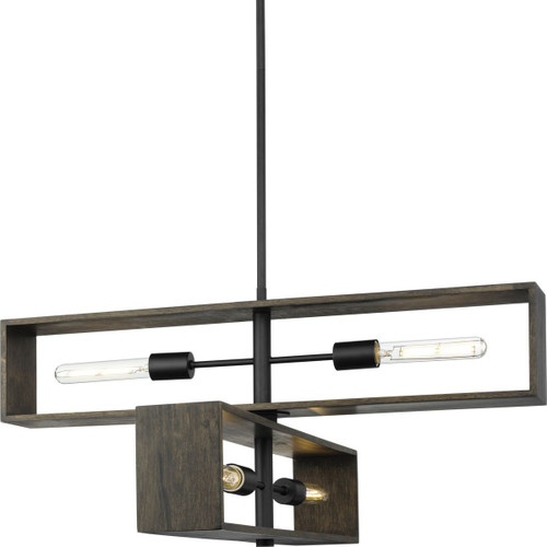 Boundary Collection Four-Light Matte Black Roasted Chicory Modern Chandelier (P400370-31M)