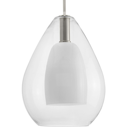 Carillon Collection One-Light Brushed Nickel Large Contemporary Pendant (P500439-009)
