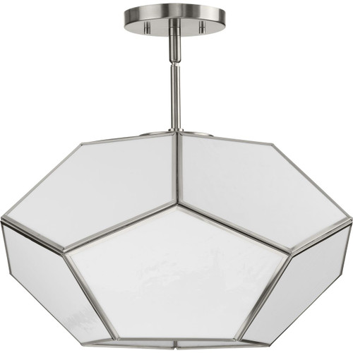 Latham Collection 18 in. Three-Light Brushed Nickel Contemporary Flush Mount (P350261-009)