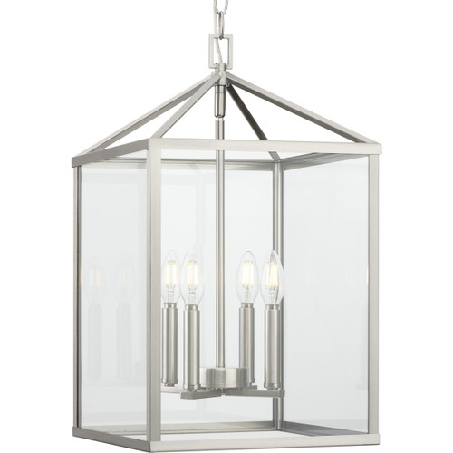 Hilllcrest Collection Four-Light Brushed Nickel Transitional Hall & Foyer Light (P500440-009)