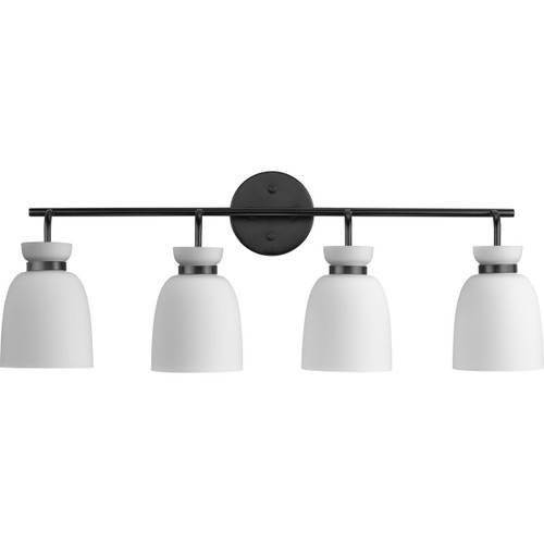 Lexie Collection Four-Light Matte Black Contemporary Vanity Light (P300487-31M)