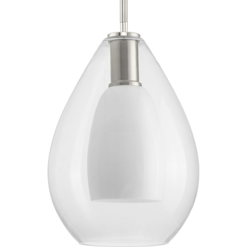 Carillon Collection One-Light Brushed Nickel Contemporary Pendant (P500438-009)