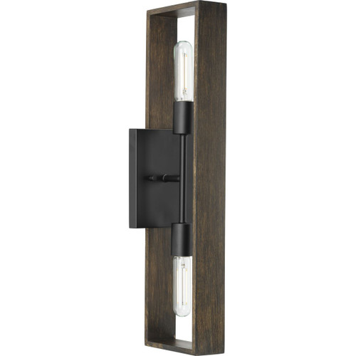 Boundary Collection Two-Light Matte Black Roasted Chicory Modern Wall Bracket (P710126-31M)