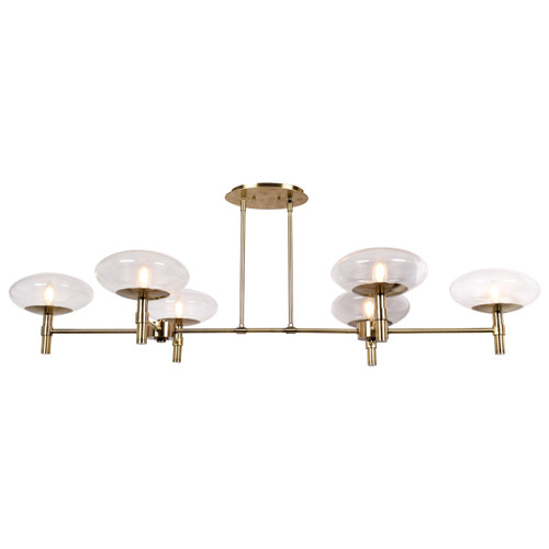 Grand Brushed Brass 6 Light Chandelier (52092LEDDLP-BB/CLR)